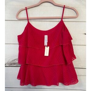 AMADI Anthropologie Ruffle Tiered Camisole Top Pink Rose‎ XS Made in USA